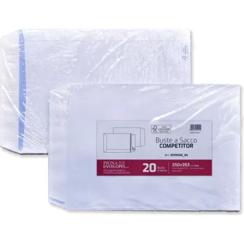 PIGNA 20 Buste a Sacco con Strip 25x35.3 cm 80 g - bianco