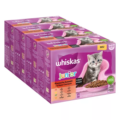 48x85g Selezione Classica in Salsa Whiskas Junior buste umido per gatti