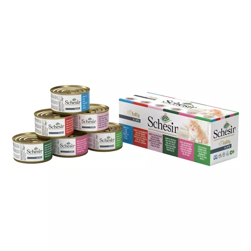 Mix (6 varianti): 3 con Tonnetto + 3 con Filetti di PolloSchesir in Gelatina 6 x 85 g