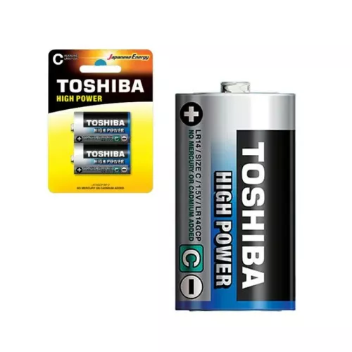 Blister 2 pile mezza torcia taglia c lr14 alcalina da 1.5 volt toshiba high power lt14gcpbp2 - toshiba