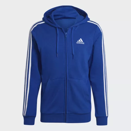 Adidas Felpa con cappuccio Essentials French Terry 3-Stripes Full-Zip Royal Blue / White Uomo L