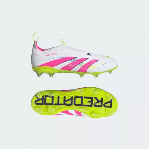 Adidas Scarpe da calcio Predator Elite Laceless Firm Ground Junior Cloud White / Lucid Pink / Lucid Lemon Bambini 34