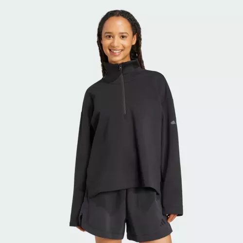 Adidas felpa Soft Lux con zip da ¼ Black Donna L