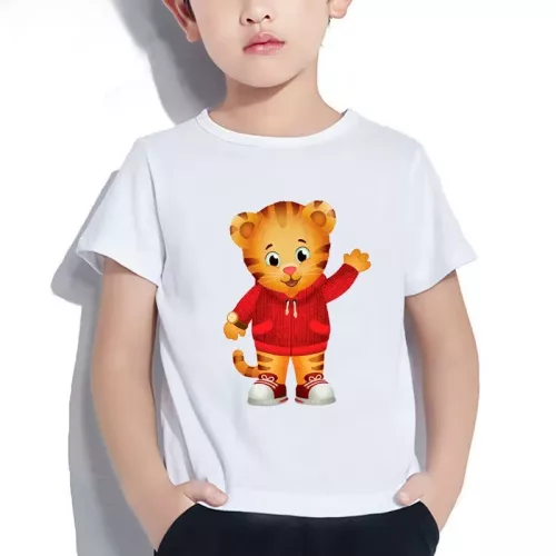 Maglietta per bambini alla moda Carino Daniel Tiger'S Neighbourhood Cartoon Print Maglietta da ragazzo Estate Harajuku Ragazze T-shirt Top bianchi