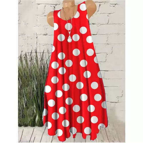 Mini abiti da donna alla moda con motivo a pois rotondi Abito estivo senza maniche con stampa 3D Abito da donna di tendenza da strada 3XL Abito casual