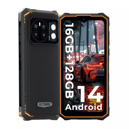 HOTWAV Cyber ​​13 Smartphone robusto 16 GB (8 + 8) 128 GB 150LM Torcia 6,6'' HD + 10800 mAh 64 MP Android 14 Cellulare