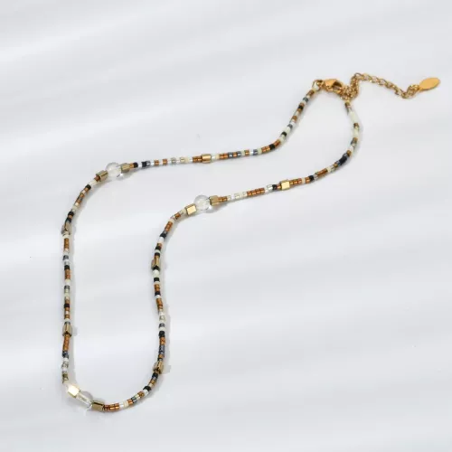 ZMZY Collana corta con perline marroni semplici di marca di moda per le donne Collane girocollo in pietra di cristallo naturale Bijoux Gioielli da don