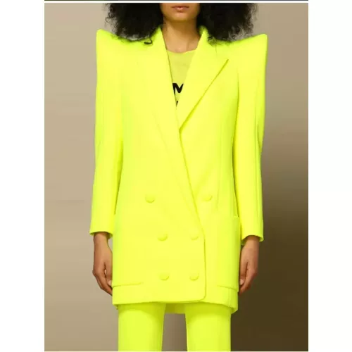 HIGH STREET Nuovissima Moda 2026 Giacca da Donna di Design con Spalle Marcate, Doppiopetto, Blazer Lungo Fluorescente