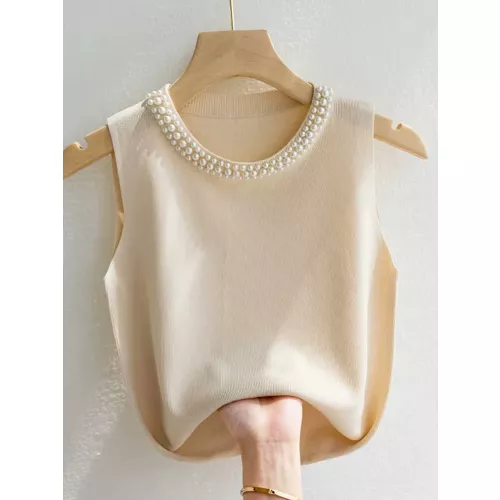 Corea Gilet lavorato a maglia Donna Top Canotta solida Blusas Mujer De Moda Estate Nuova moda femminile senza maniche che borda Casual Top sottili