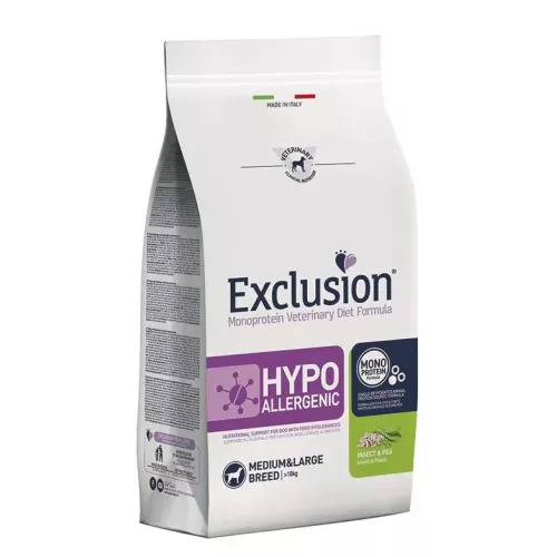 EXCLUSION DIET MEDIUM/LARGE HYPOALLERGENIC INSETTI & PISELLI 12 KG.
