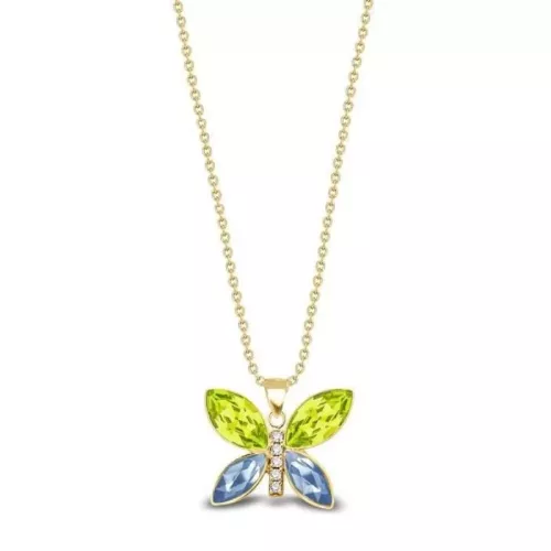 Spark vergulde ketting Imago groen blauw - Zilver verguld