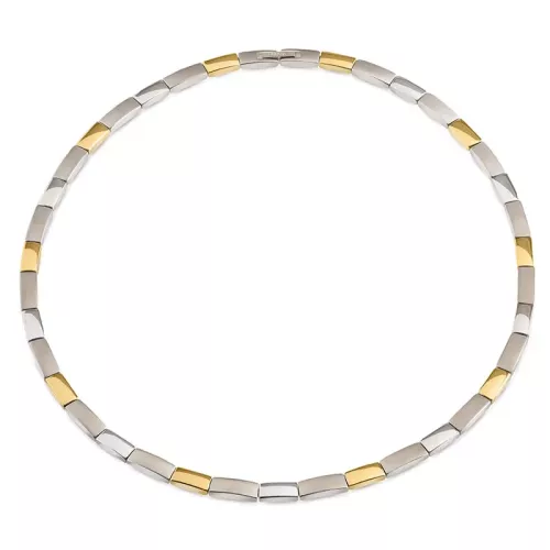 BOCCIA Titanium bicolor collier rechthoekige schakels 08043-02 - Titanium verguld