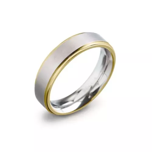 BOCCIA TItanium Bicolor ring met vergulde rand 0134-05 - Titanium verguld - maat 19,5/61