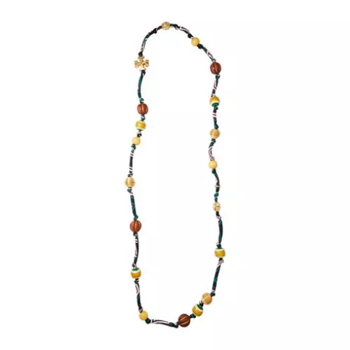 Tory Burch -- Women Green Necklace Textile fibres, Metal