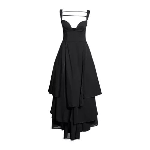 A.w.a.k.e. Mode 40 Women Black Maxi dress Wool, Recycled polyester