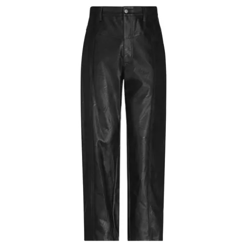 Koché Man Black Trouser Viscose, Polyurethane, Polyester, Ovine leather