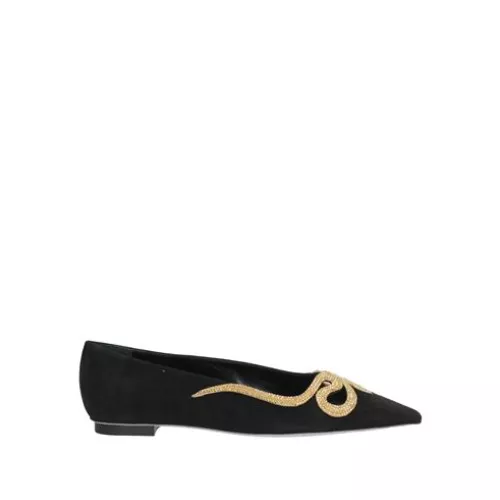 Rene' Caovilla Women Black Ballet flats Textile fibres