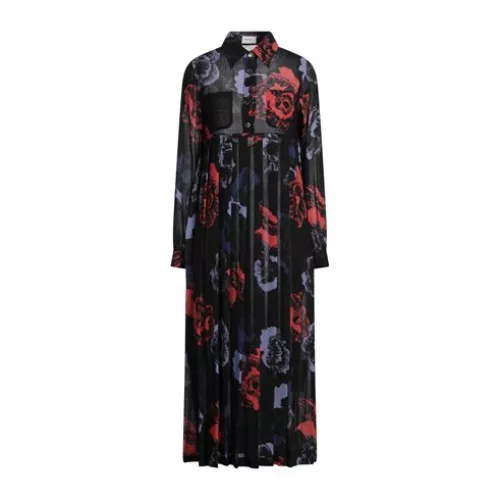 Ferragamo Women Black Maxi dress Virgin Wool, Polyamide
