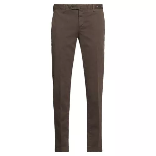 Pt Torino Man Dark brown Trouser Cotton, Elastane