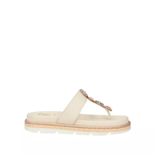 Studio Mode 40 Women Cream Espadrilles Leather, Textile fibres