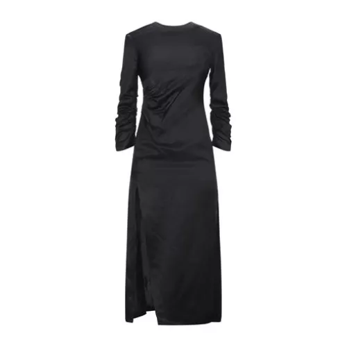 A.w.a.k.e. Mode 38 Women Black Midi dress Cupro, Linen