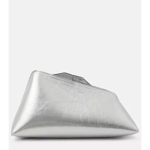 The Attico 8.30 PM metallic leather clutch  silver  One size