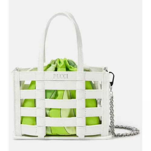 Pucci Cage Mini leather and silk tote bag  multicoloured  One size