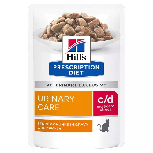 12x85g C/D Urinary Stress met Kip Hill's Prescription Diet Kattenvoer