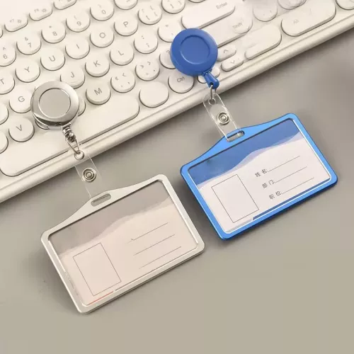 Mode Kaart Cover Vrouwen Mannen Aluminium Legering Werk Kaart Houders Business Werkkaart Id Badge Lanyard Houder Metalen Tassen Case