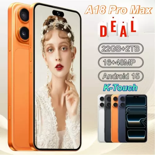 K-Touch Smartphone Android 5G voor A18 Pro Max Smart Mobiele Telefoons Dual Sim 22G+2TB 7.3inch HD Mobiele Telefoon 16+48MP Gezichtsontgrendeling 4G 5