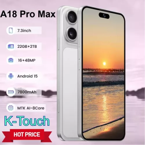 K-Touch Smartphone 5G voor A18 Pro Max Smart Mobiele Telefoons 5G Dual Sim Android 22G+2TB 7.3 inch Mobiele Telefoon 16+48MP Gezichtsontgrendeling 780