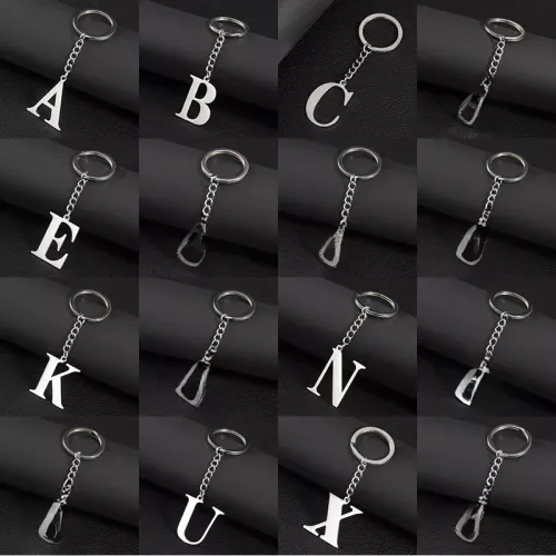 Mode DIY A-Z Letters Sleutelhanger Mannen Metalen Initial Hanger Sleutelhanger Ring Zilver Kleur 26 Alfabet Sleutelhanger Tas Accessoires