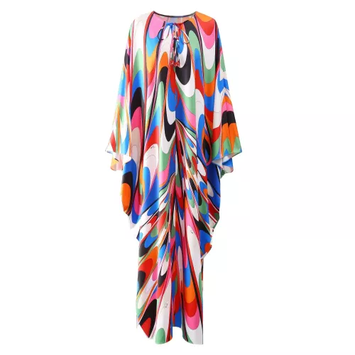 Mode 2024 Lente Zomer Nieuwe Stijl Bohemen Casual Jurken O-hals Batwing Mouw Gestreepte Print Onregelmatigheid Losse Jurk