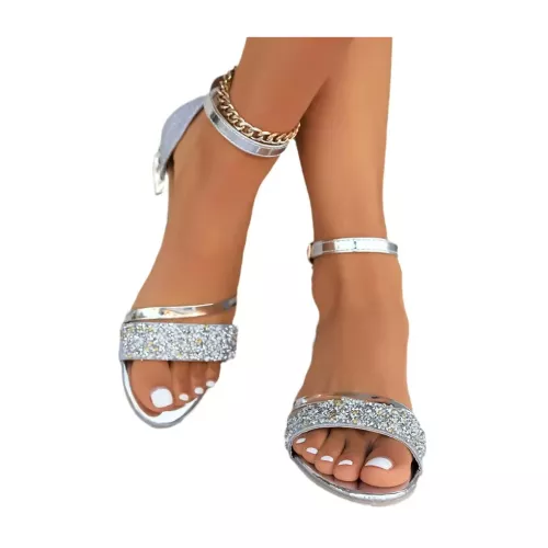 Vrouwen Open Teen Zomer Lichte Mode Damesschoen 2025, Nieuwe Mode Damessandalen Goud en Zilver Lage Hak Casual Schoenen