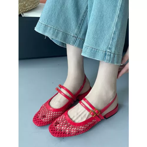 Hlieny Sexy Geel Mesh Ronde Neus Platte Schoenen Designer Dubbele Band Mode Slingback Casual Holle Vrouwen Muilezels Sandaal Maat 35-43