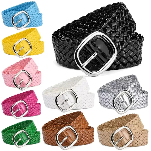 Mode Dames Gevlochten Heldere Kleuren Riemen Dames Taille Ornament Geen gaten Alle bijpassende