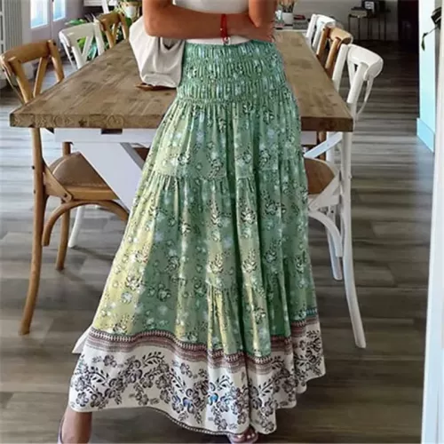 Mode Vrouwen Rokken Nieuwe Casual All-Match Rok Losse Elastische Taille Bloemenprint Ethenische Stijl Boho Rok Bohemien Stijl Rok
