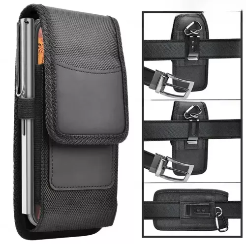 Verticale Nylon Mobiele Telefoon Riemclip Holster Pouch Gesp Portemonnee Kaarthouder Case Cover Voor 4.0 inch-6.7 inch Telefoon iphone Samsung