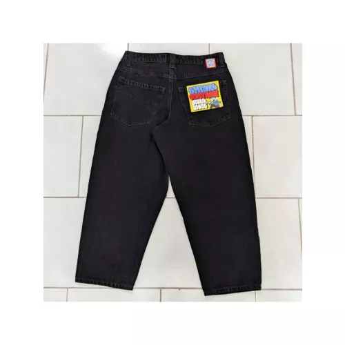 Jeans Y2k broek zwarte jeans wijde pijpen heren retro losse mode trendy broek hiphop streetwear Y2k Amerikaanse straat casual jeans
