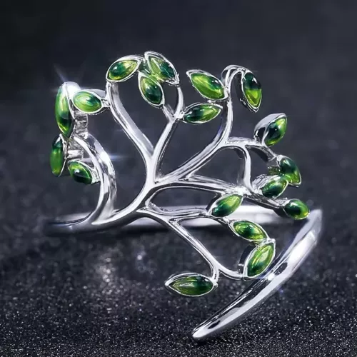 Huitan Live Tree Shaped Cocktail Party Vrouwen Ring Frisse Stijlvolle Verjaardag Tevreden Cadeau Voor Vrouwen Mode Verstelbare Open Ringen