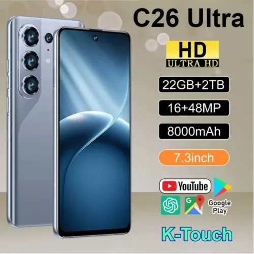K-Touch Smartphone 5G C26 Ultra Mobiele Telefoons Android 22GB+2TB Mobiele Telefoon Smartphone 5G Dual SIM 7800mAh 7.3inch 8000mAh Batterij Gezichtson
