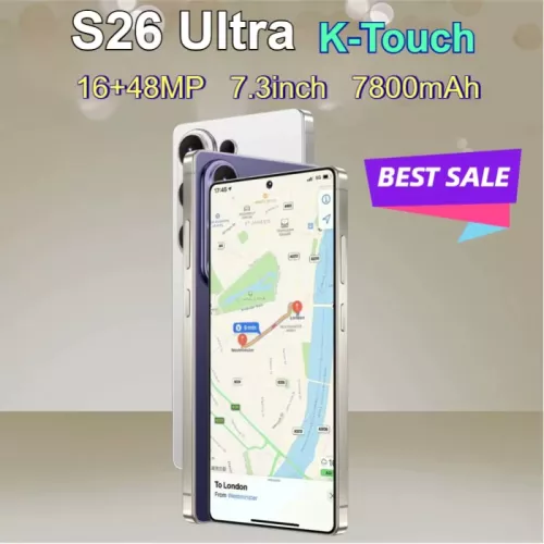 K-Touch 5G Smartphone voor S26 Ultra, 7,3 inch volledig scherm, 7800mAh batterij, 48MP camera, 22GB+2TB, Face ID ontgrendeld, 5G Dual SIM, Android 15,