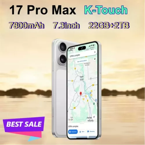 K-Touch Smartphone 5G voor 17 Pro Max, 7,3 inch, volledig scherm, 5G, dual sim, Android, 16+48MP camera, Face ID, ontgrendeld, 7800mAh batterij, mobie