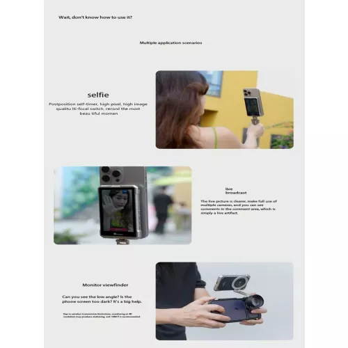 Fotorgear MS01 MS02 Monitorscherm voor iPhone Android Smartphone Achteruitrijcamera Vlog Magnetisch Selfie Monitorscherm VS KingMa PH01