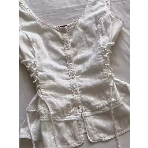 Koreaanse Mode Lace Up Zoete Blouse Vrouwen Mouwloze Vierkante Hals Slim Fit Chic Tops Nieuwe Elegante Casual Y2K Harajuku Kleding 2025