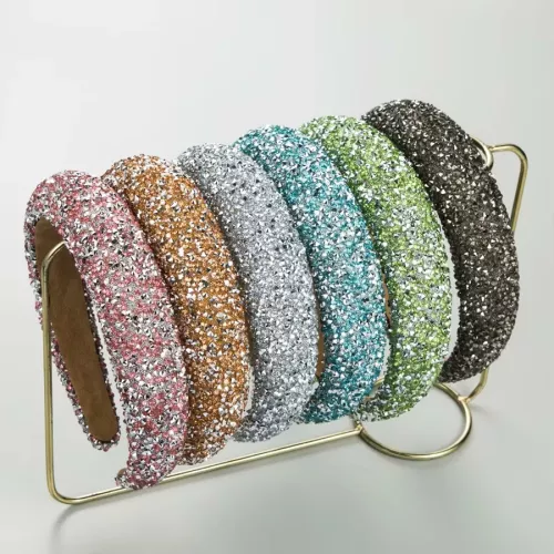 Nieuwe mode geperst haar antislip spons brede rand inbedding strass verhoogd hoofd top haarornament dameshaarband