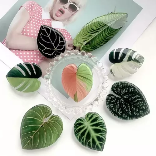 Plant Socket Opvouwbare telefoongreep Tok Leaf Acryl telefoonhouder voor iPhone Universele smartphone Griptok Beugel Vingerstandaard