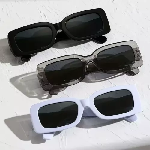 3 STKS Vierkante mode Vrouwen Zonnebril Y2K Hip Hop Vakantie Strand Feestdecoratie Bril Mannen