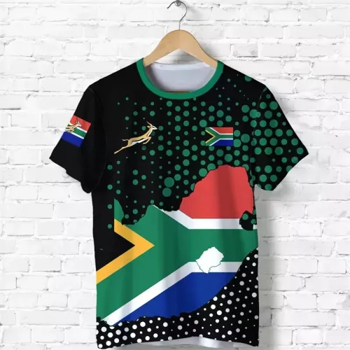 Zuid-Afrika Kaart Vlag Grafisch T-Shirt Mode Springbok 3d Print T-Shirts Voor Mannen Kleding Embleem T-Shirt Dashiki Tops Gym