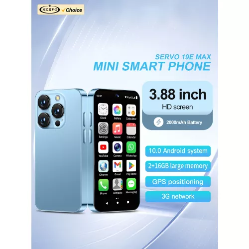Officiële SERVO 19E MAX 3G kleine smartphone OS Android10.0 Play Store 2 GB + 16 GB WiFi Face Unlock 3,88 ″volledig scherm mini-mobiele telefoons